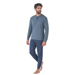 Pigiama Uomo Jersey 100% Manica Lunga Tinta Unita
