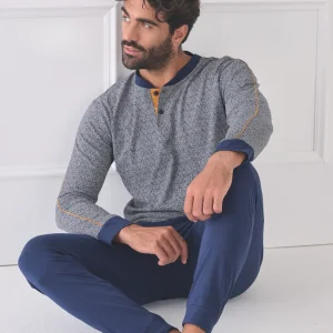 Pigiama Uomo Jersey 100% Manica Lunga Fantasia